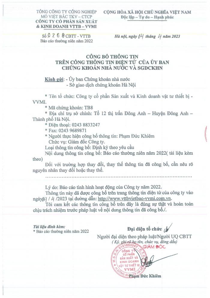 CBTT ( Báo cáo Thường Niên năm 2022 )