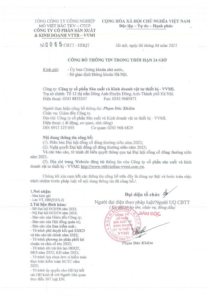 Công bố thông tin trong thời hạn 24 giờ
