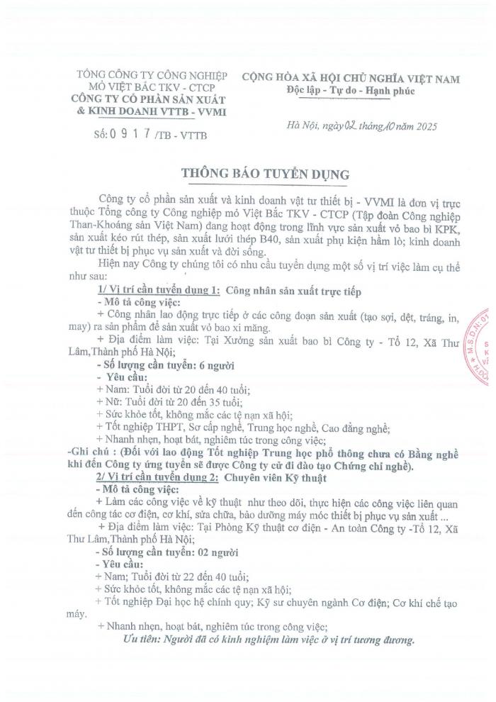 Tuyển dụng lao động 